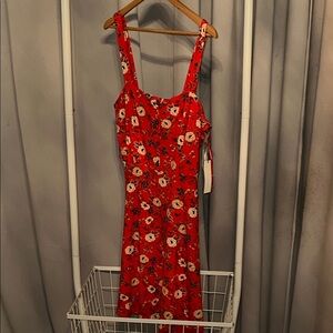 Floral Red Dress